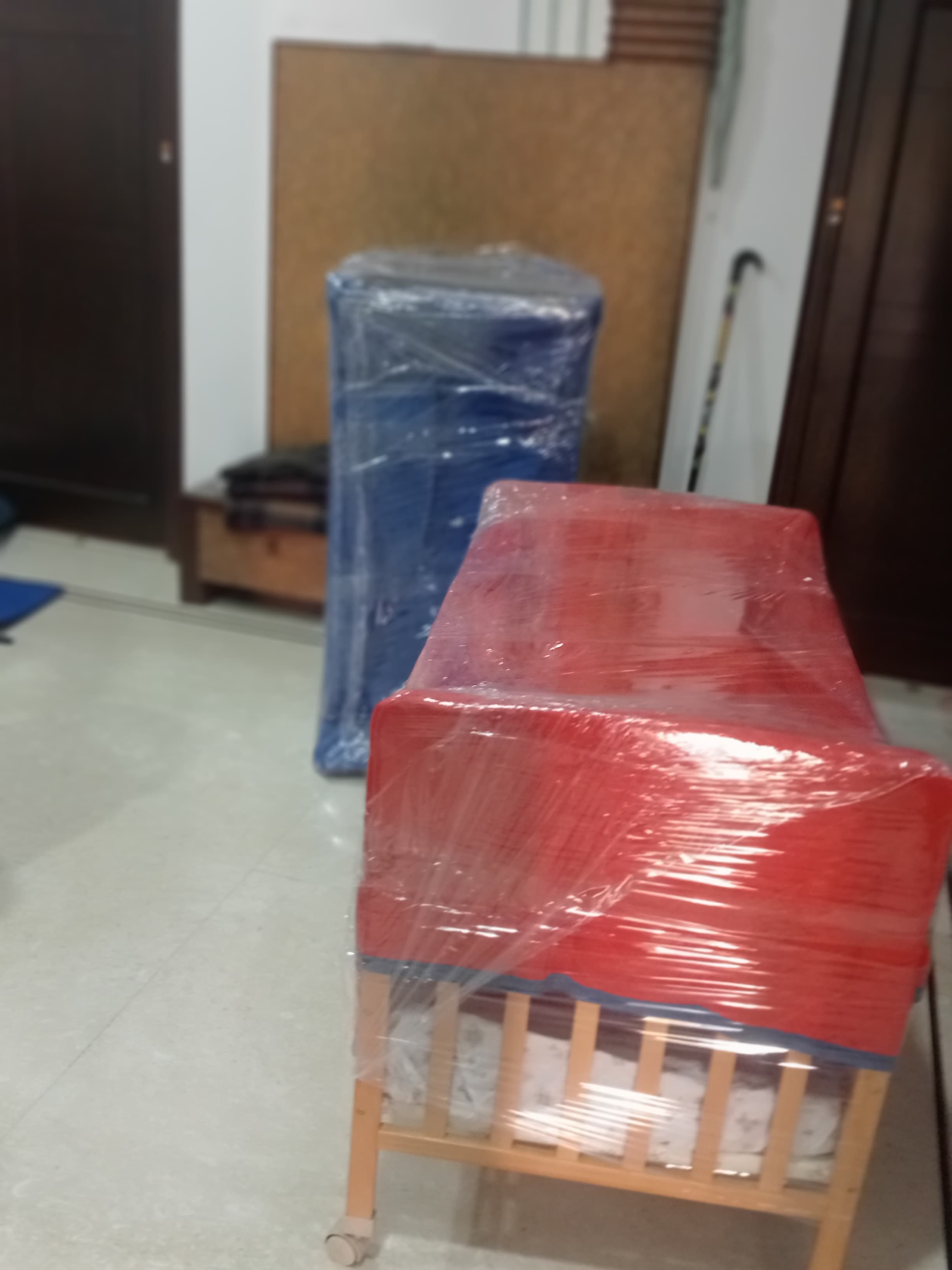 Family organizing boxes in their new home