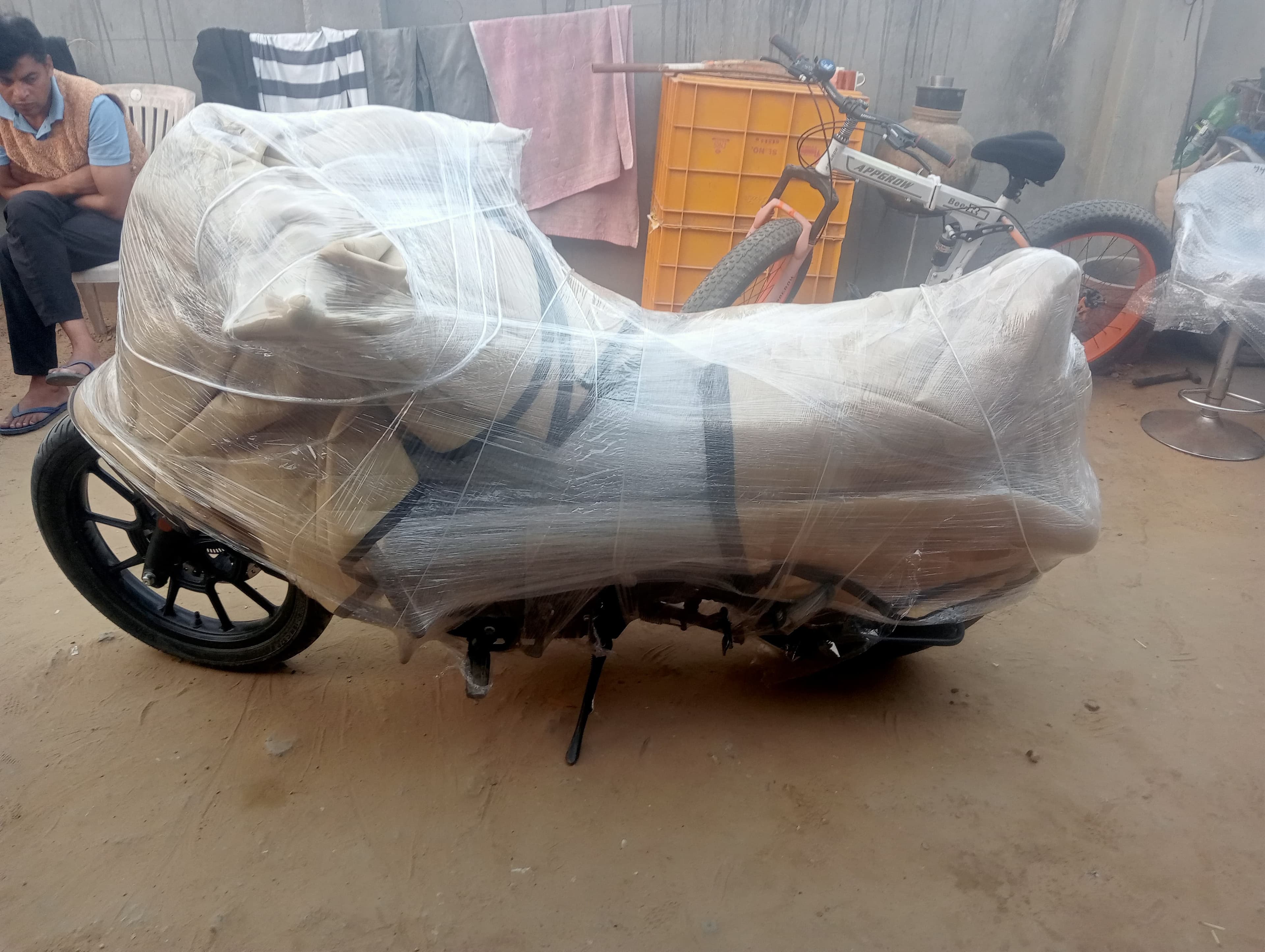 Moving truck navigating a city street