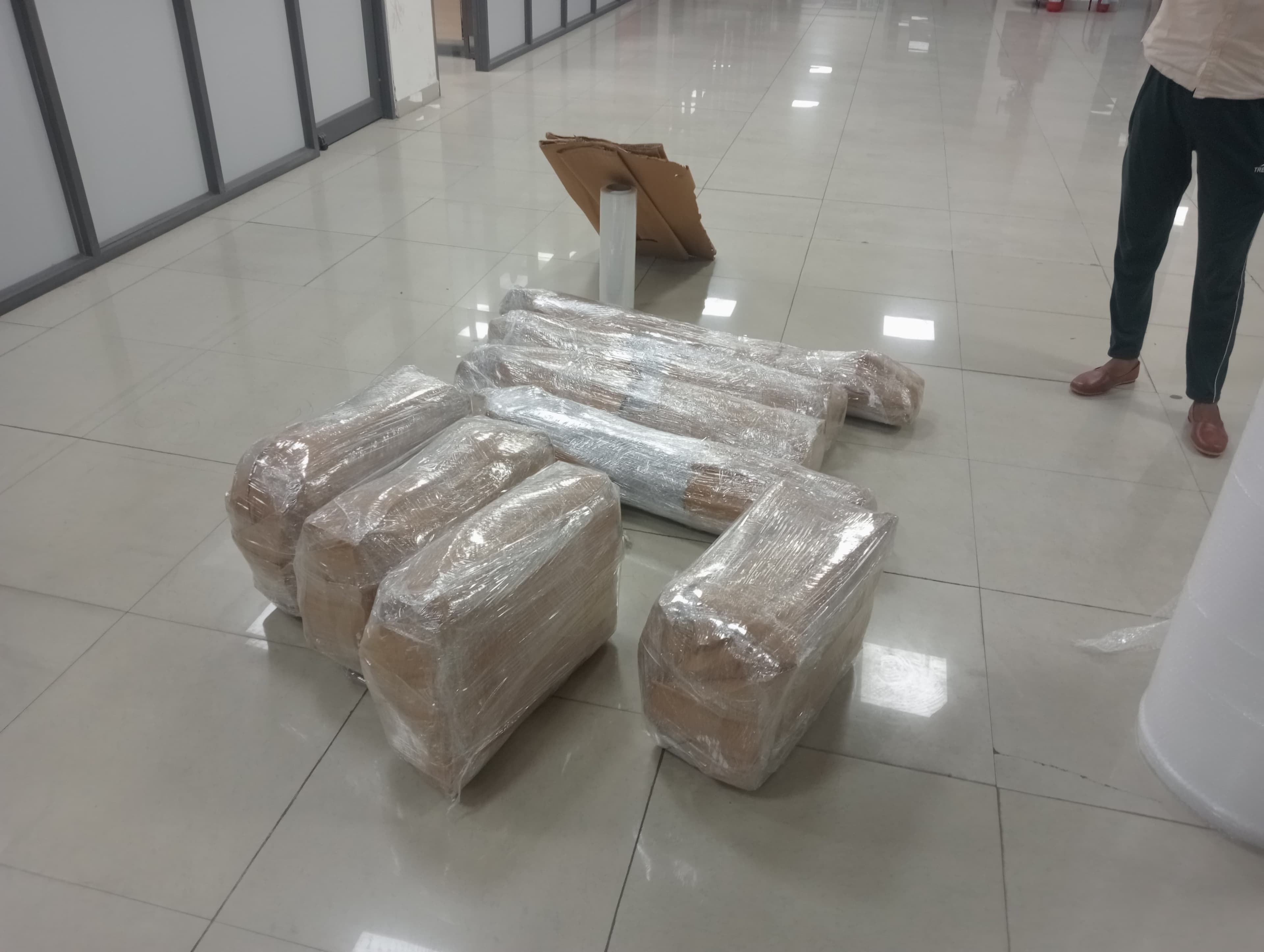 Family unpacking toys in a child's room