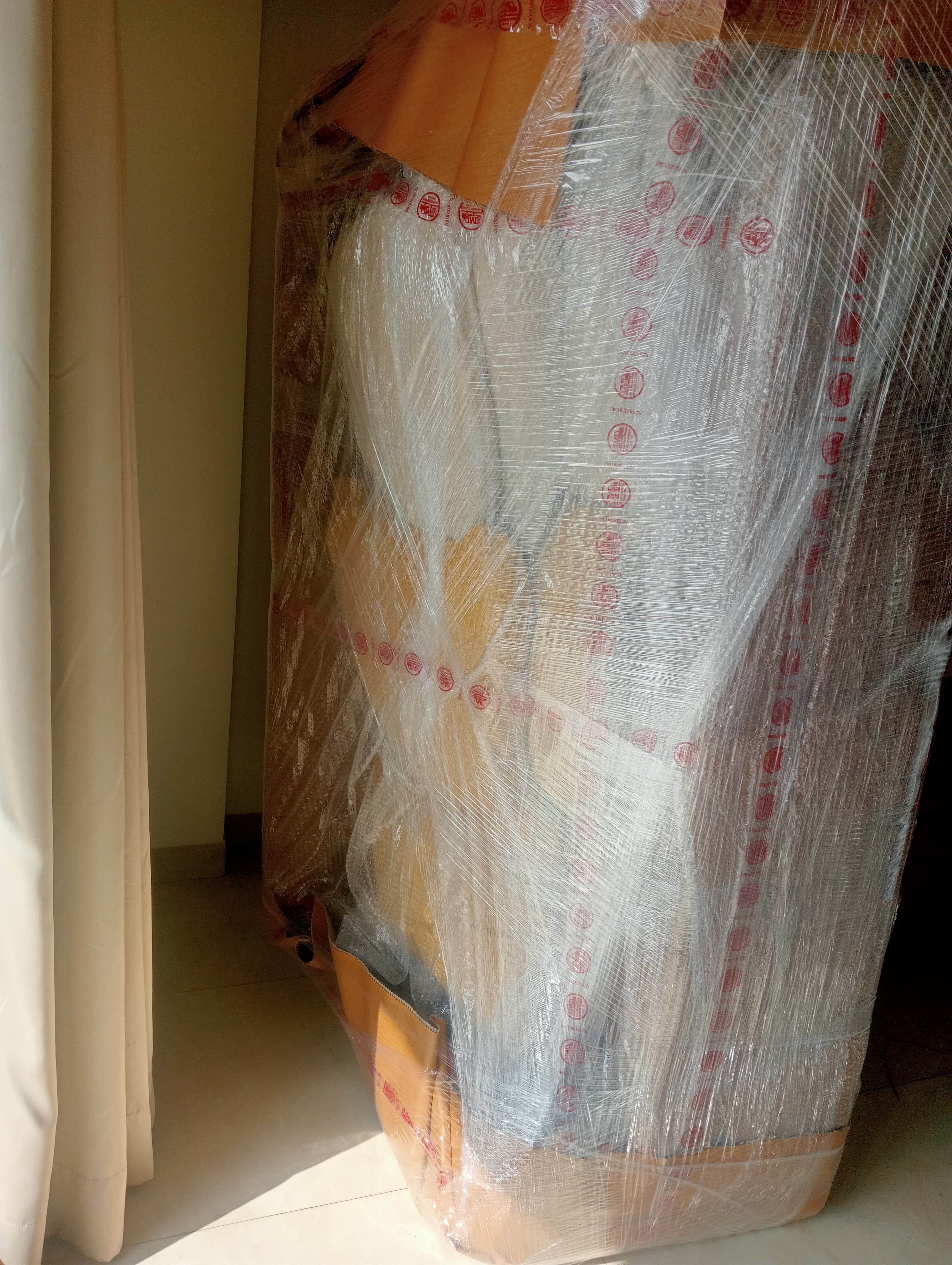 Bike being carefully packed for transport