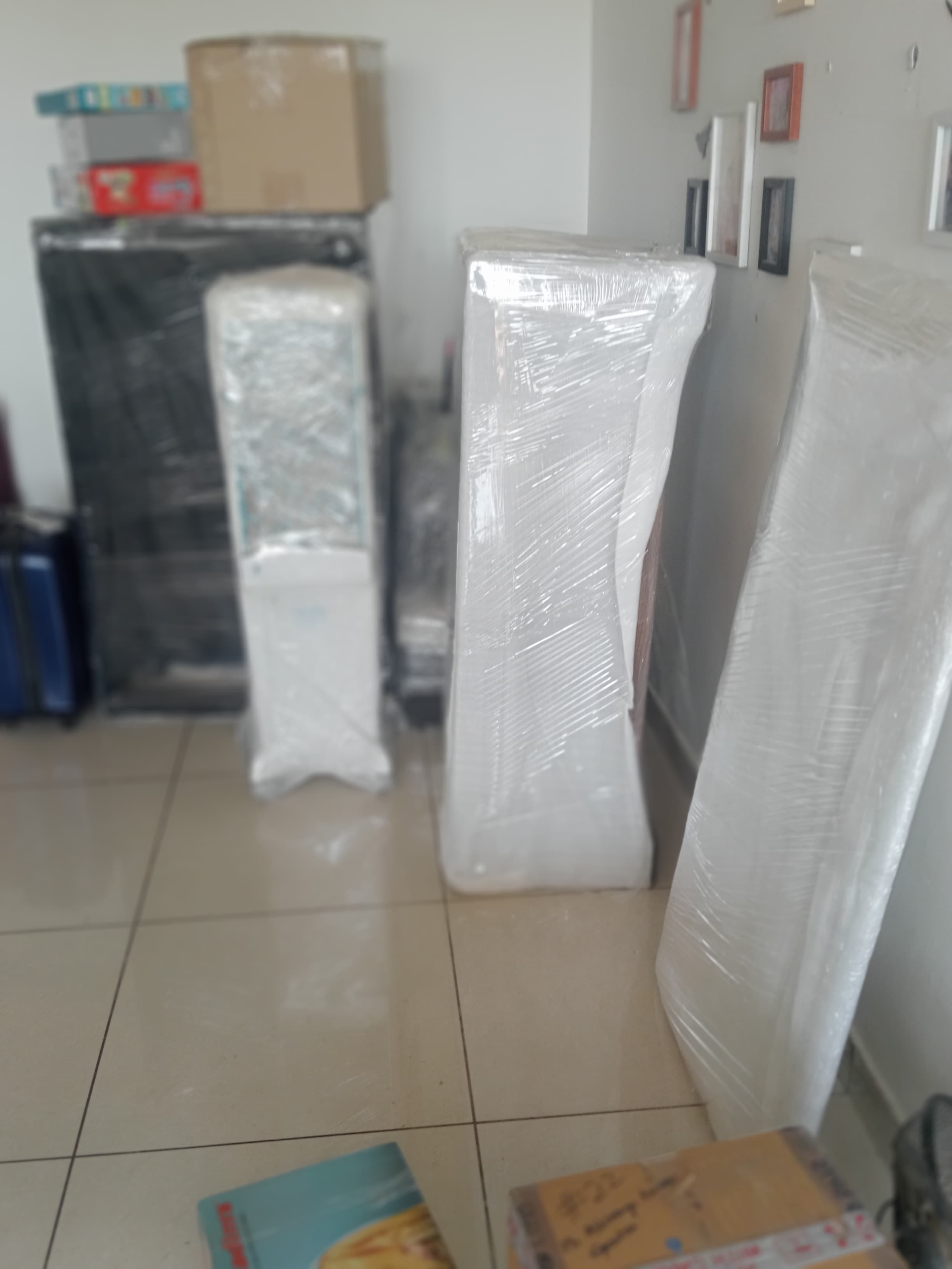 Moving truck crossing a bridge