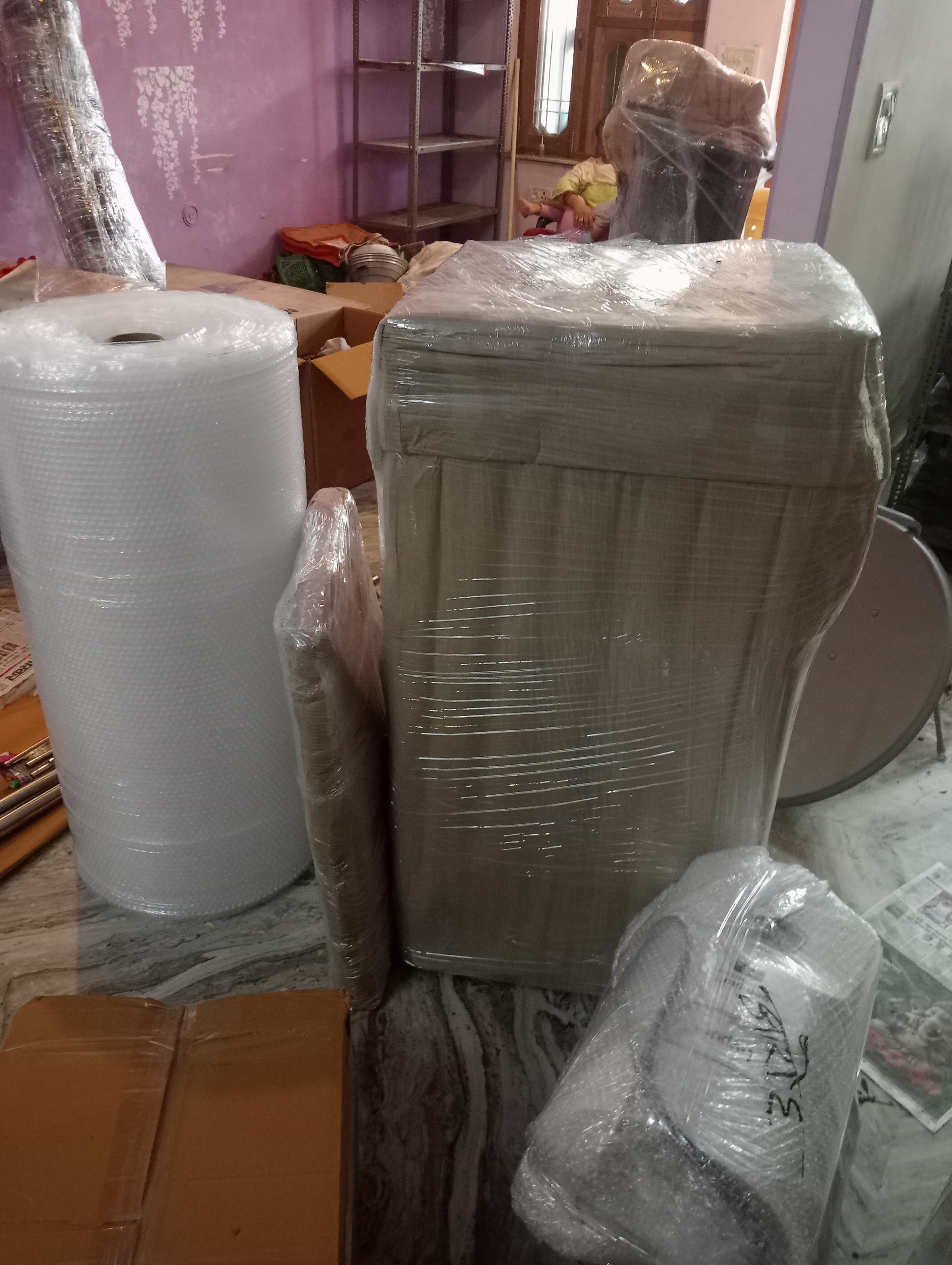 Packing children's toys into boxes