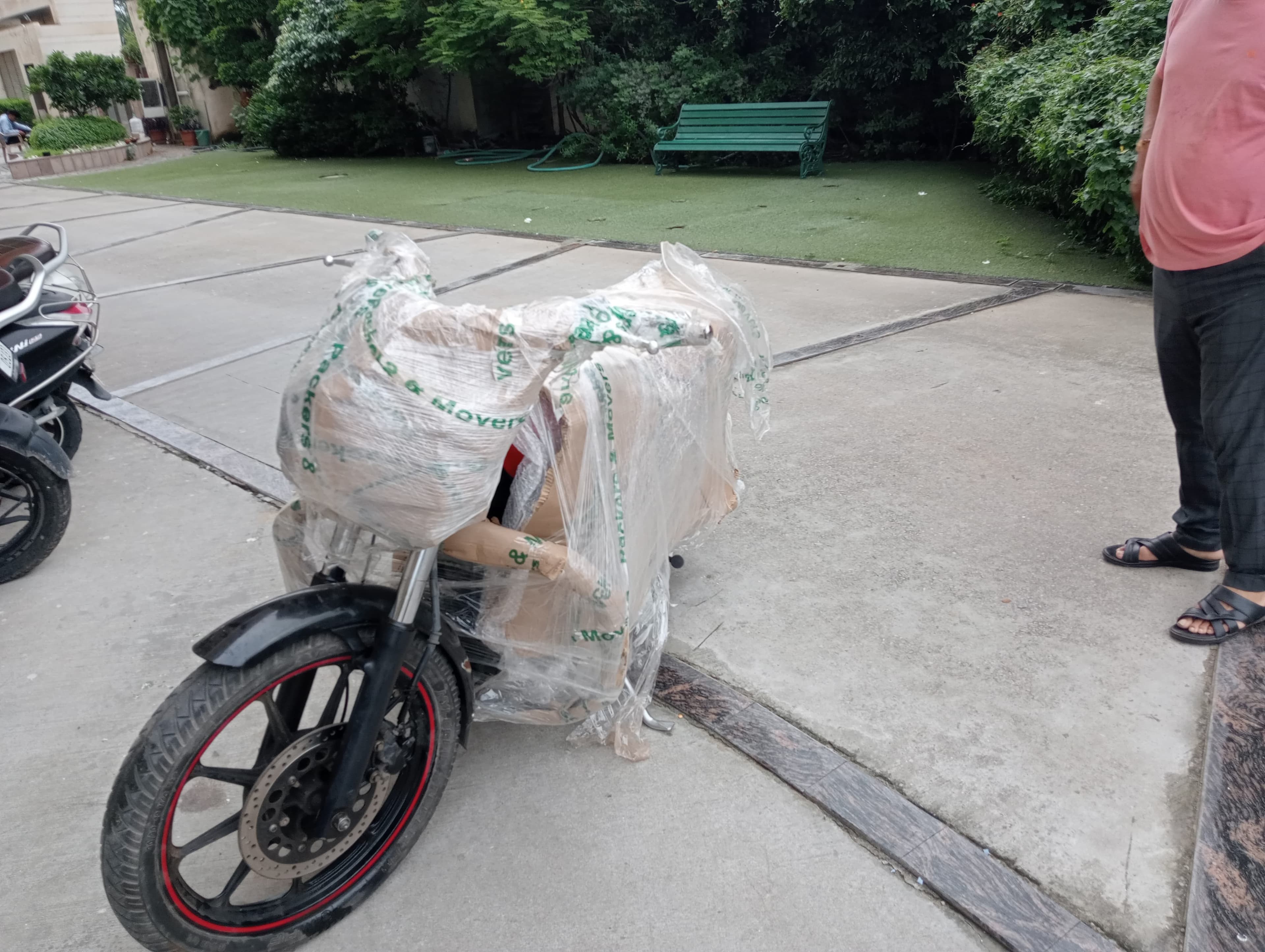 Moving truck parked near an apartment complex