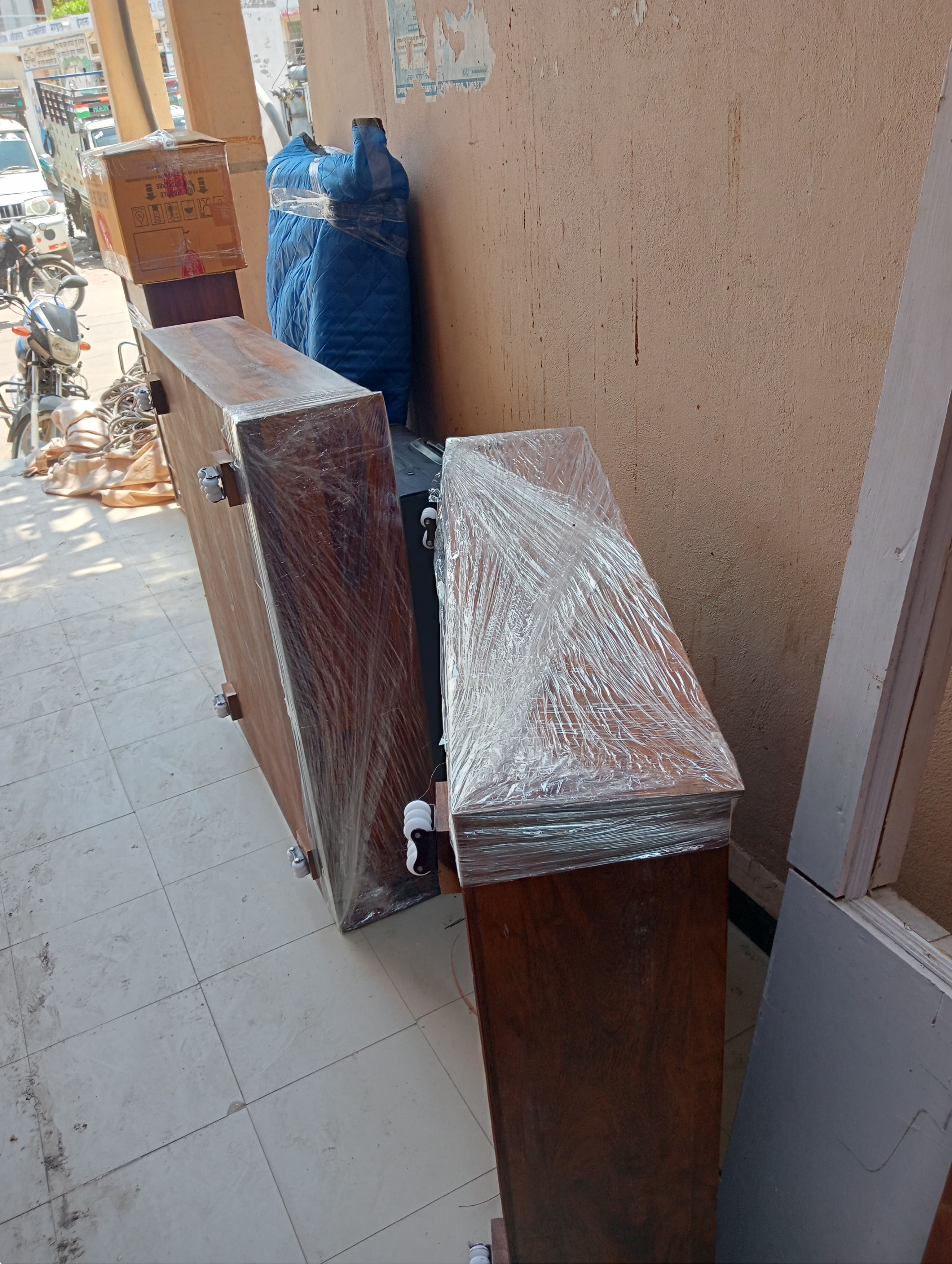 Team assembling a dining set in a new home