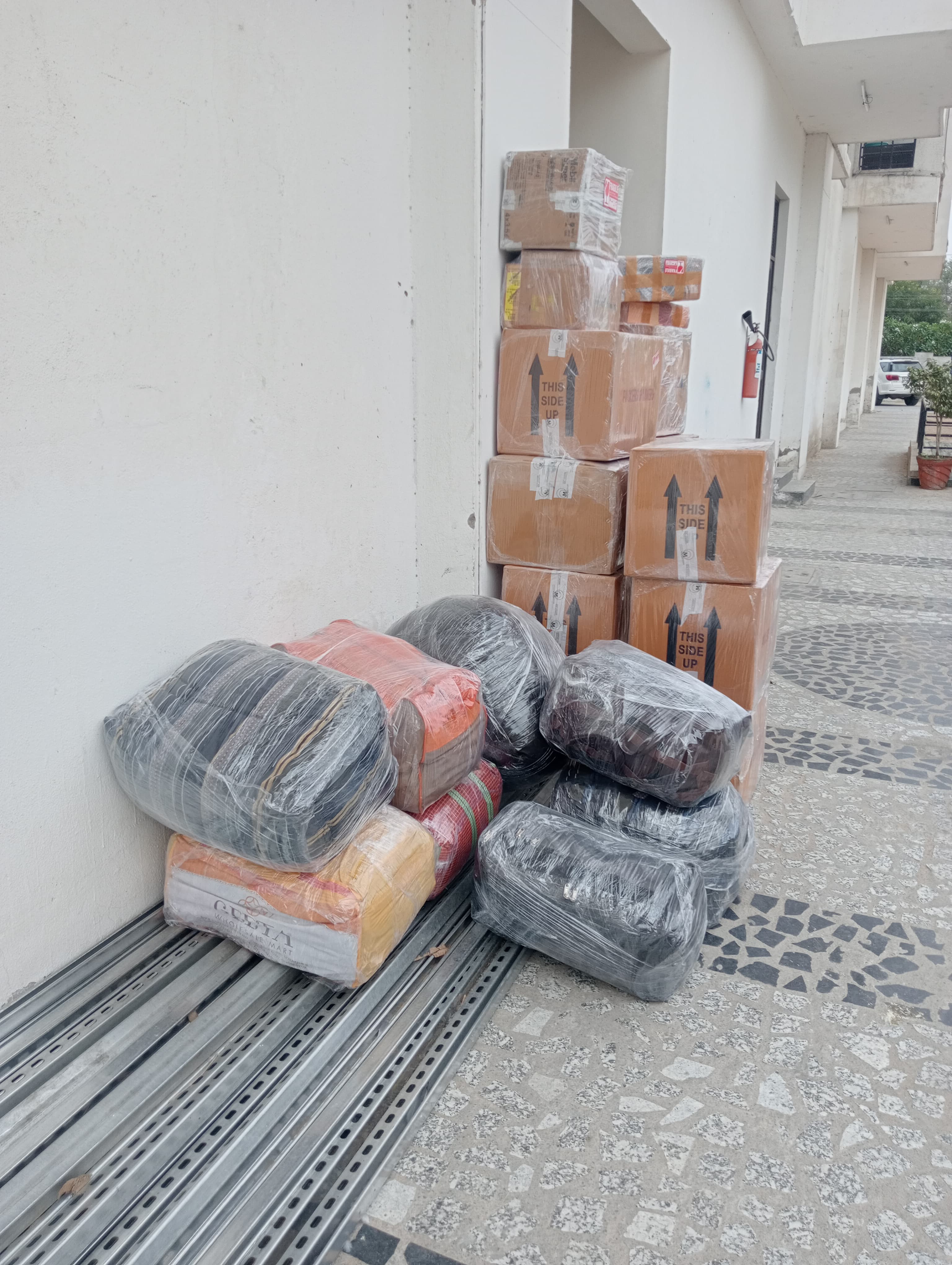 Movers loading garden furniture